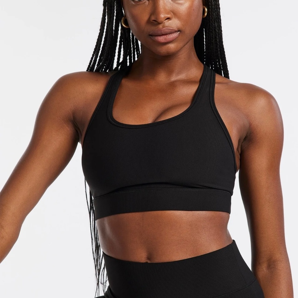 BANDIER Women's Center Stage Rib Bra Top in Black Size XS